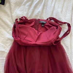 Red high low tulle dress